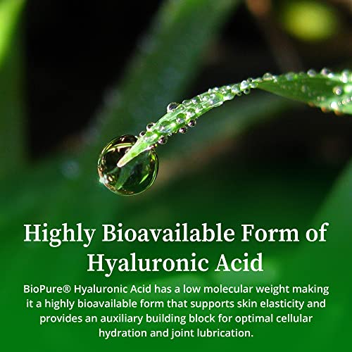 Biopure Hyaluronic Acid Liquid Solution – All Natural, Highly Bioavailable Form Of Hyaluronic Acid For Oral & Topical Use To Benefit Joint Lubrication And Skin Hydration, Elasticity – 4 Fl Oz #TOP4