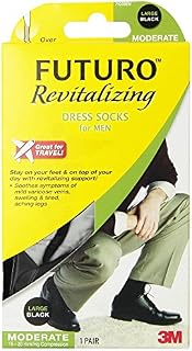 Futuro Dress Socks for Men, Moderate Compression, Large, Black