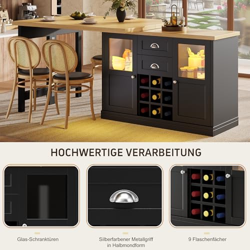 Mesa de cocina independiente Merax para cenas con iluminacion LED 6