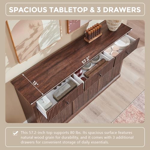 Image of IFBUY Triple Tilt Out Laundry Hamper Cabinet, Trash Can Cabinet, Brown
