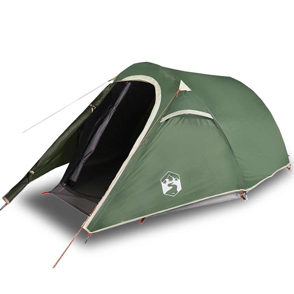 Tunnelzelt für Personen grün wasserdicht leicht, Campingzelt mit Moskitonetz, winddichtem PU Polyester, abnehmbarem Überzelt für Trekking, Outdoor, Festival und Reise