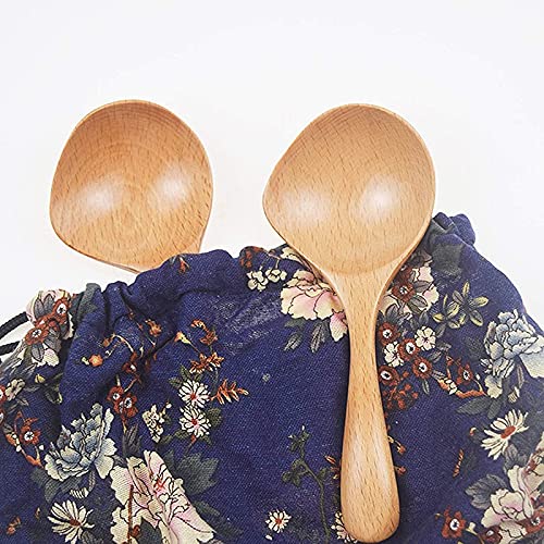 Mestoli Legno Cucina 2 Pezzi - Manico Lungo, Per Zuppe E Cotture, Legno Massello Naturale