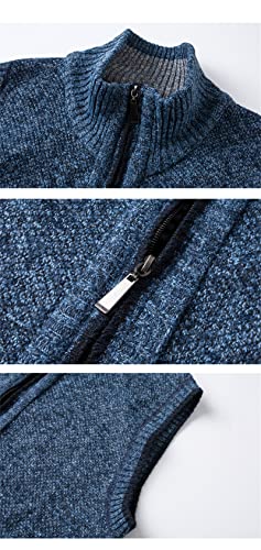 Mens Full Zip Sweater Vest Velvet Lined Stand Collar Sleeveless Cardigan4