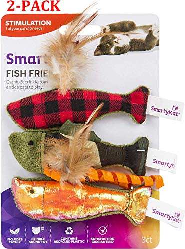 SmartyKat Fish Friends Crinkle and Catnip Cat Toys (Multi, 2-Pack)