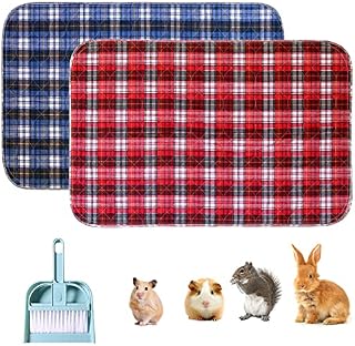 XMPEKO 2PCS Guinea Pig Fleece Cage Liner - 23.4 * 17.6 IN, Washed & Reused Guinea Pig Pee Pads Bedding with Cleaning Tool, Absorbent Rabbit Cage Liner for Small Animal Hamsters