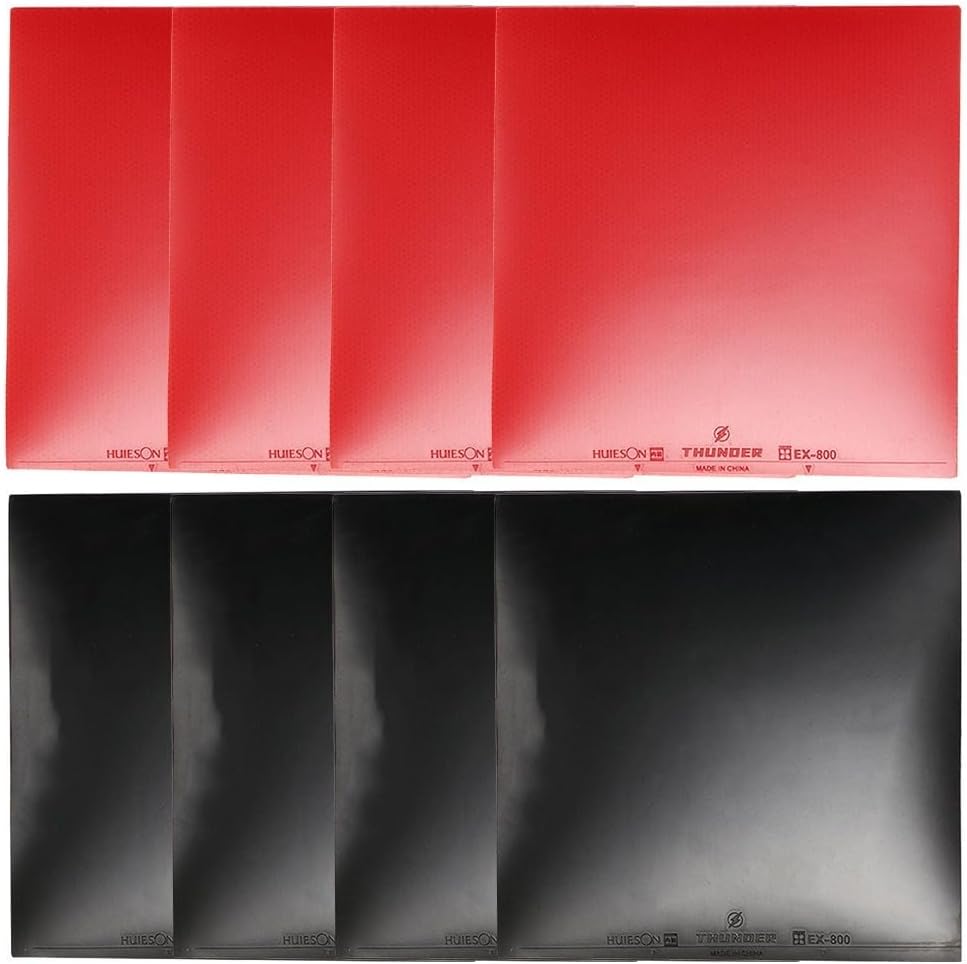 Table Tennis Rubber Hard Sponge 2.2 cm Reverse Style with Fast Attack Spin and Control, Red and Black, 8 Pack