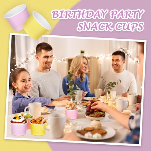 Image of Nuenen 300 Pcs 8 oz Summer Ice Cream Paper Cups Bulk Disposable Dessert Cups Solid Color Paper Dessert Bowls for Snack Sundae Spring Party Favors Ice Cream Bar Supplies (Pastel Color)