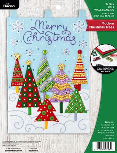 Bucilla 89453E Felt Applique Wall Hanging Kit, Modern Christmas Trees cover