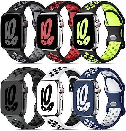 Compatible with iWatch Bands, with Apple Watch Band 44mm 49mm 42mm 41mm 40mm 38mm Ultra SE Series 8 7 6 5 4 3 2 1, Sport Breathable Soft Silicone Straps for apple watch series 8 bands 45 mm
