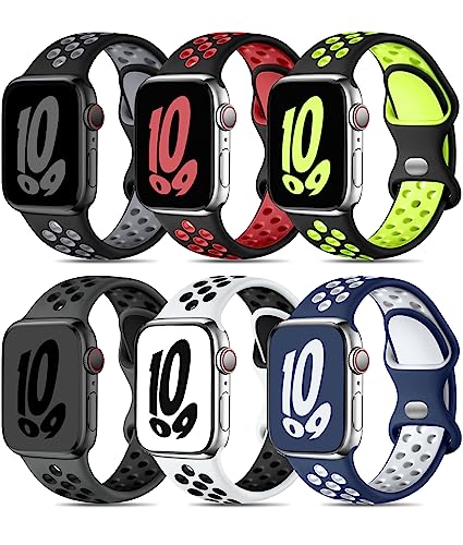 Keponew Compatible with iWatch Bands, with Apple Watch Band 44mm 49mm 42mm 41mm 40mm 38mm Ultra SE Series 8 7 6 5 4 3 2 1, Sport Breathable Soft Silicone Straps for apple watch series 8 bands 45 mm