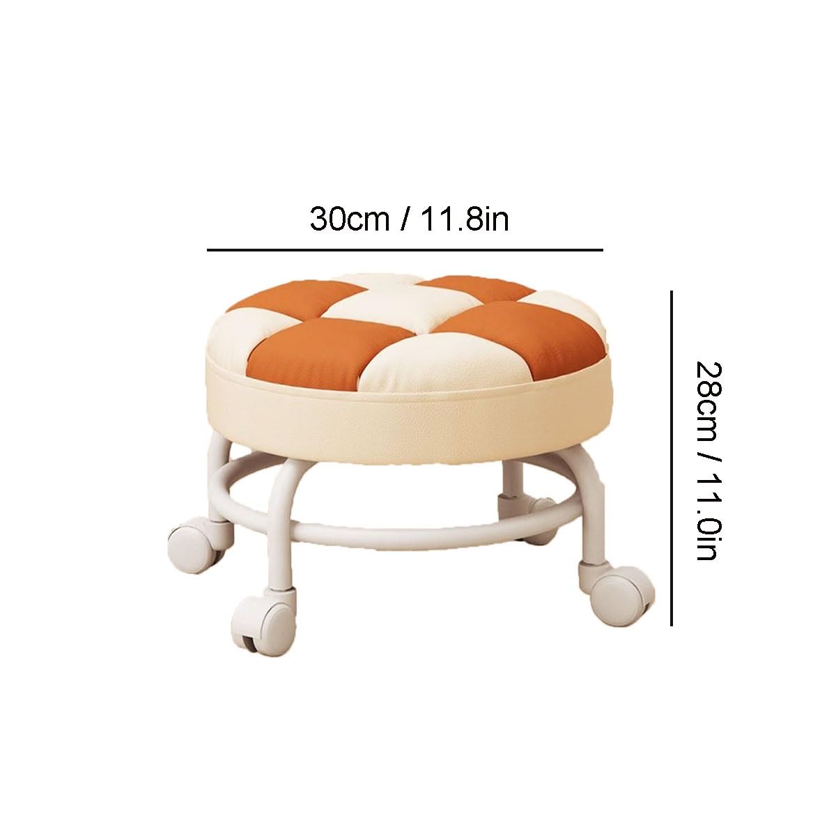 Sgabello arrotolabile, seduta in morbida pelle PU con ruote per casa, ufficio, giardino, massaggi, garage, negozio, fitness
