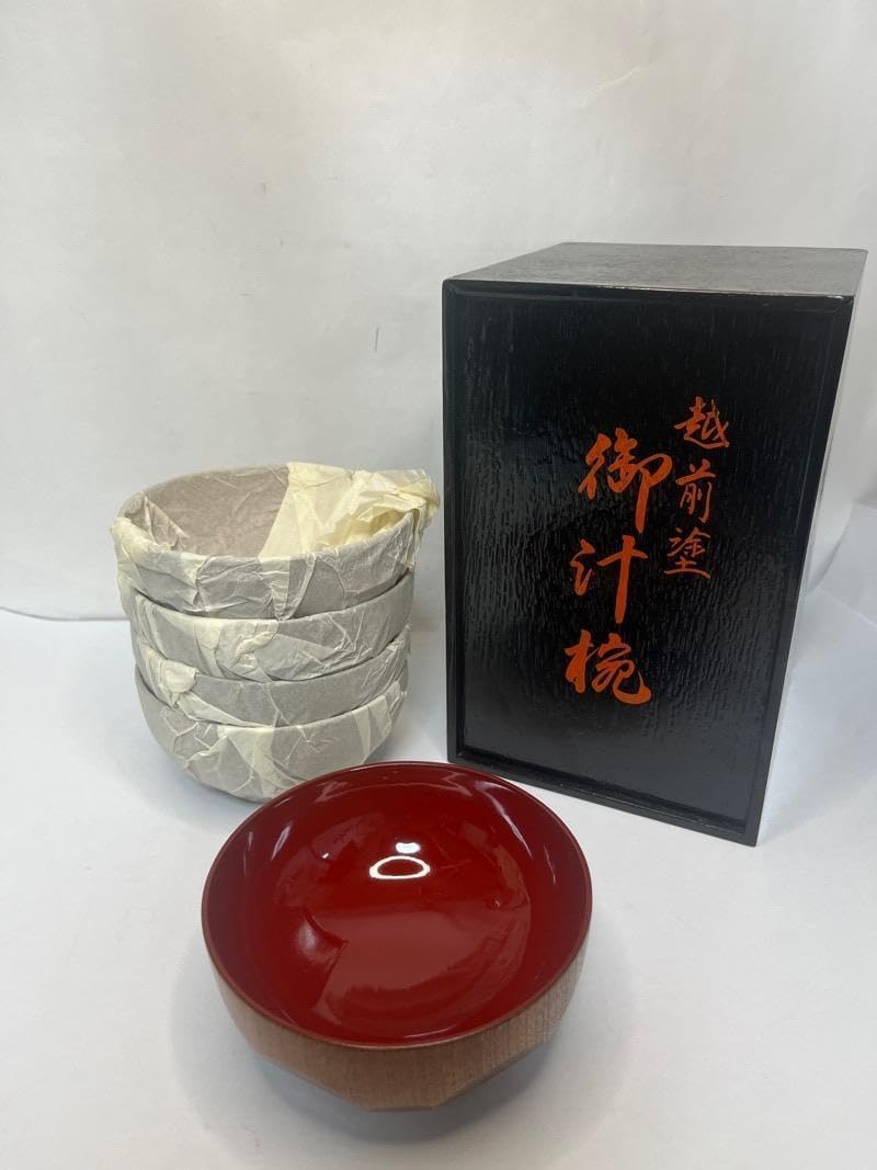 越前塗　飛騨春慶塗　御汁椀　５客セット　漆塗り保存箱付 越前塗 飛騨春慶塗 御汁椀 5客セット 漆塗り保存箱付 越前塗