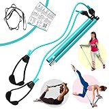 FLEXIES Portable Pilates Bar kit with Free 8-Loop Stretch Band, Workout Videos & Exercise Manual + P
