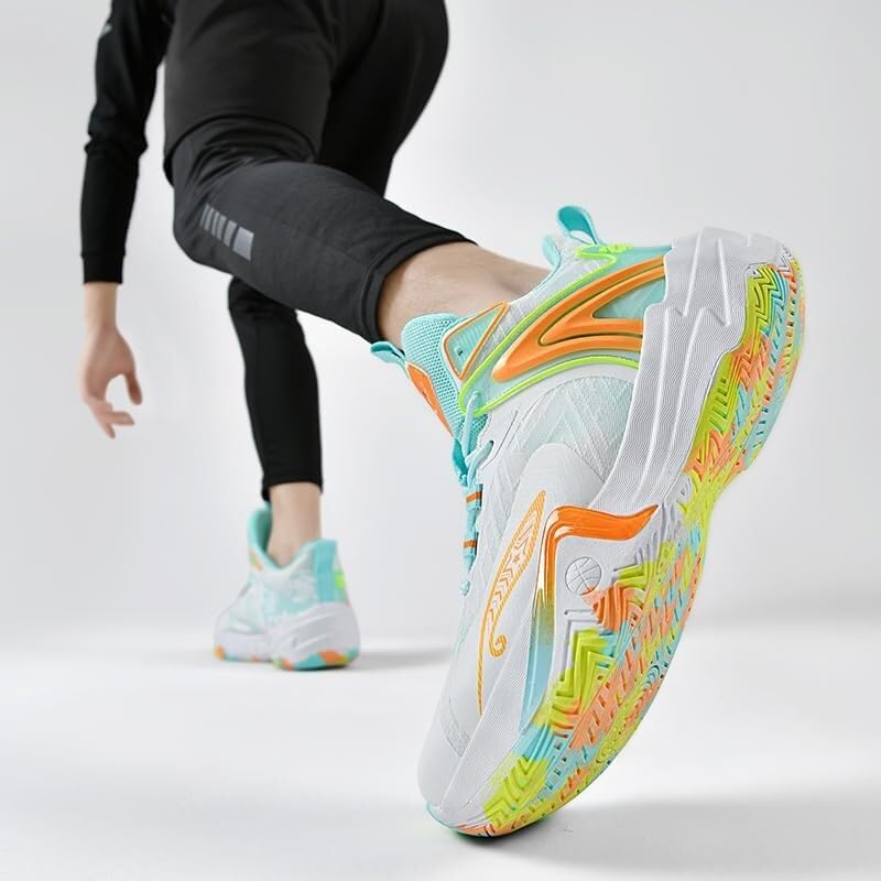 Unisex-Basketballschuhe mit Farbverlauf, atmungsaktiv, gepolstert, Court-Sneaker | Leichtes, Atmungsaktives Mesh-Obermaterial Mit Farbverlauf. Anti-Rutsch-Sohle Mit Hoher Rückfederung For Basketball Im Freien