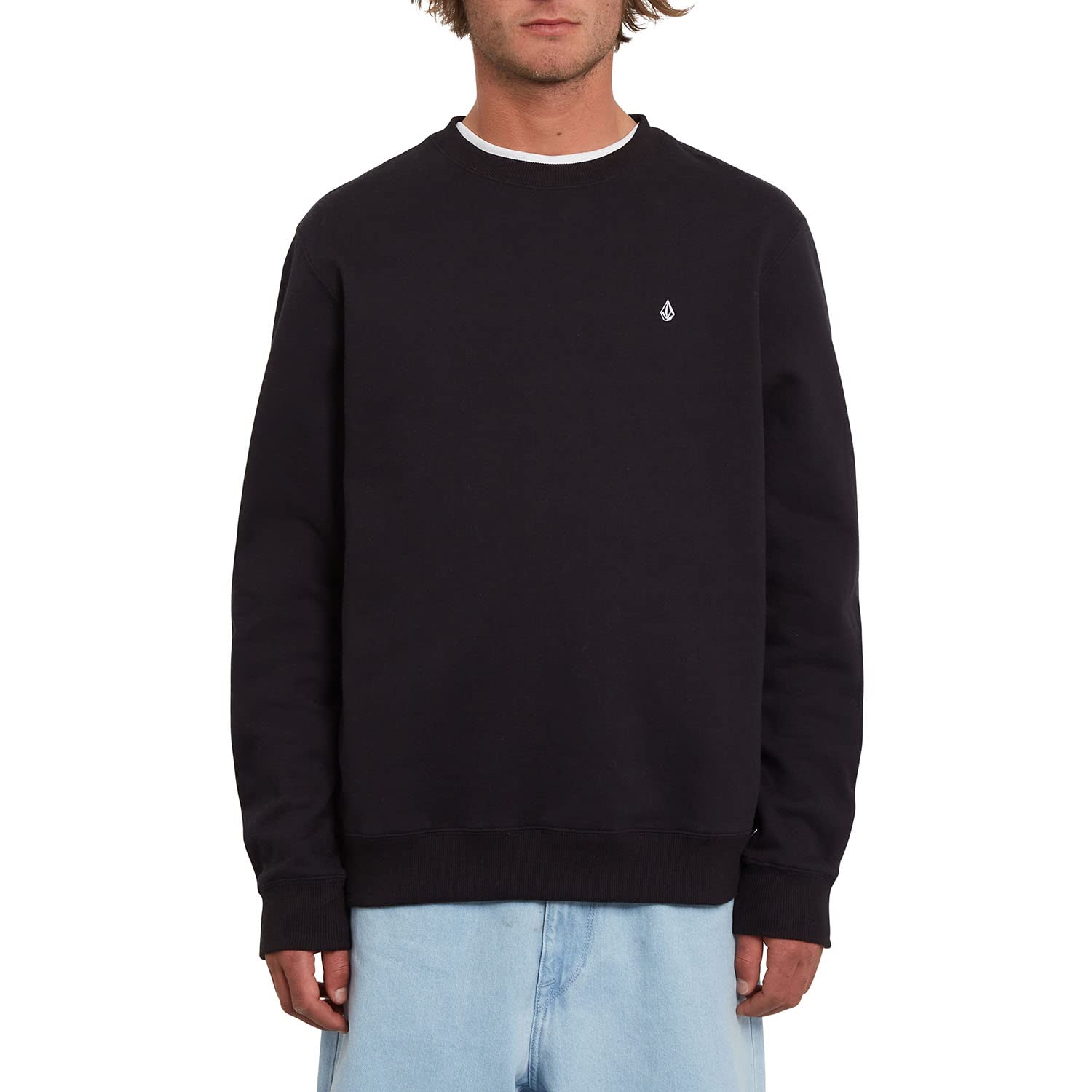 Volcom Single Stone Crew Sweatshirt, Black, L Men's