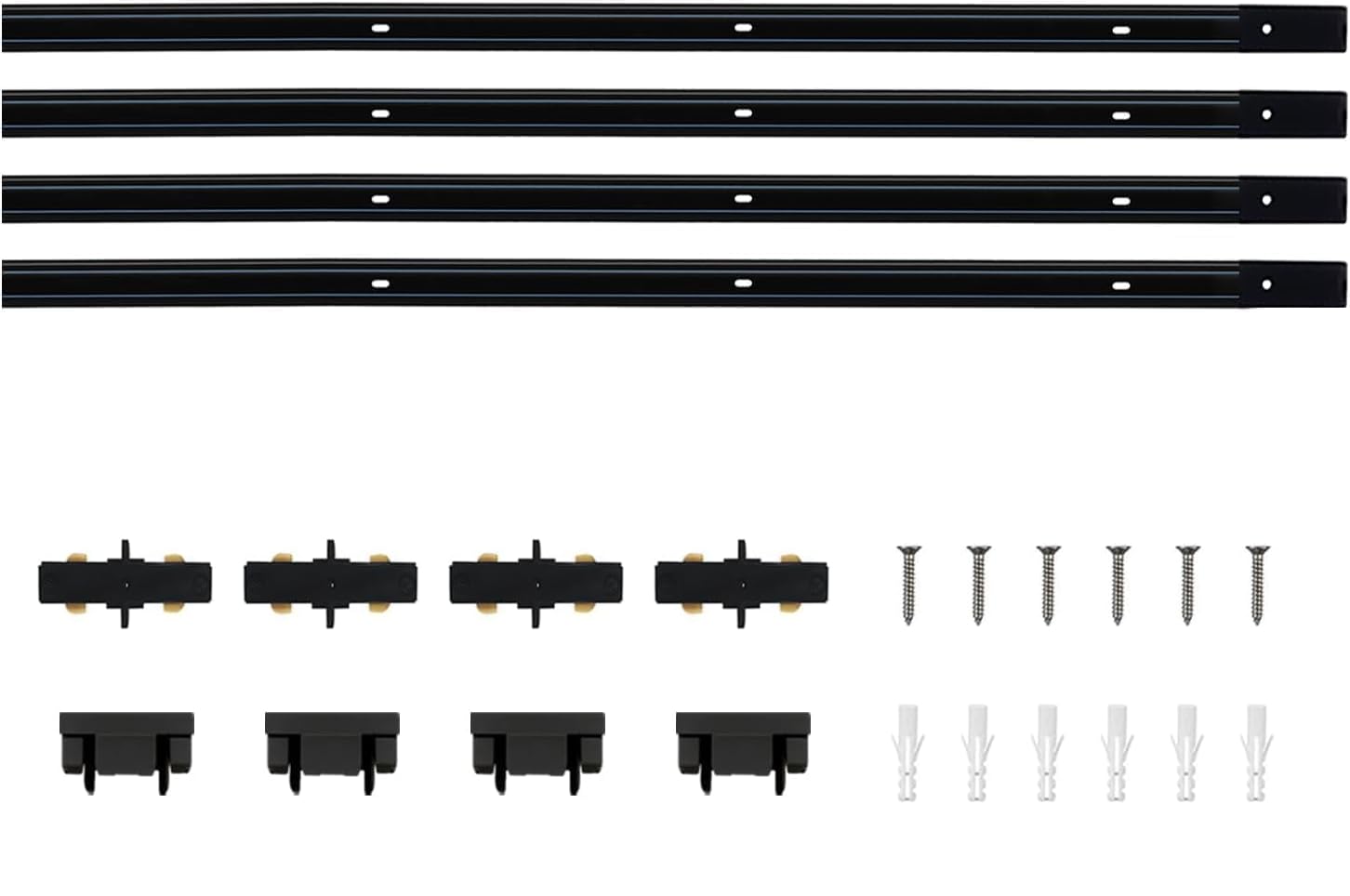 Plug‑in Track Rails 4‑Rail LED Track Kit H‑Type Inline Dimmer 13FT Black
