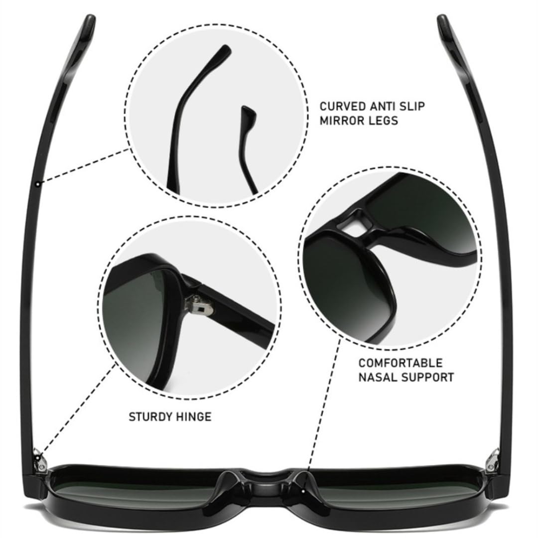Gafas de sol de piloto cuadradas con doble puente estilo vintage retro clásico con protección UV400 para hombre y mujer elegantes y a la moda.