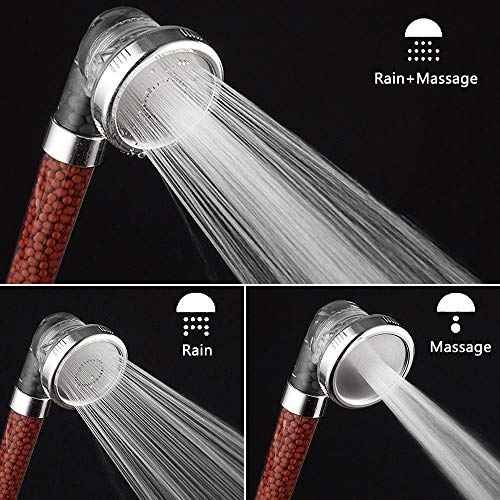 Shower Head Lonic Filter Filtration High Pressure Water Saving 3 Mode Function Rainfall,Jetting,Massage Spray Handheld Showerheads for Dry Skin & Hair SPA (Clear)