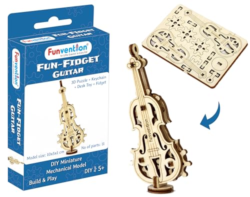 Image of Funvention Fun Fidgets Assorted (3 x 4 DIY Miniature Mechanical Models Bike, Car, Guitar & Watch) Pack of 12 - Birthday Return Gifts Party Pack Return Favors for Kids Art & Craft STEM Learning Toys