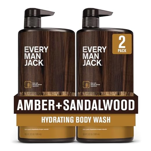 Every Man Jack Nourishing Amber + Sandalwood Mens Body Wash for All Skin Types - Cleanse, Nourish, and Hydrate Skin with Naturally Derived Coconut, Glycerin - 33.8 fl oz - 2 Bottles