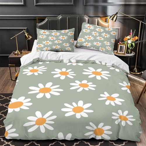 Housse de couette motif marguerite 3D toucher super doux 140x200