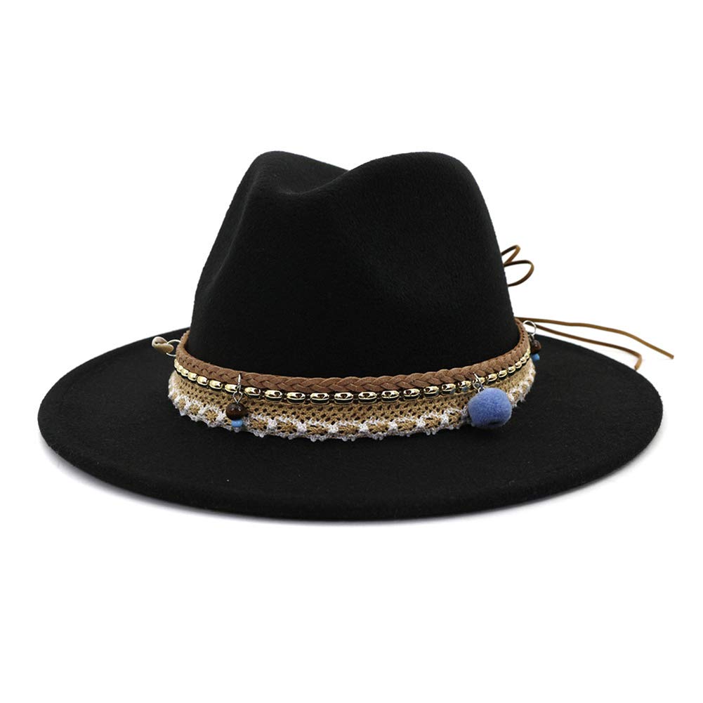 Boho Cappelli per le donne Feltro Fedora Cappelli a Tesa larga Panama