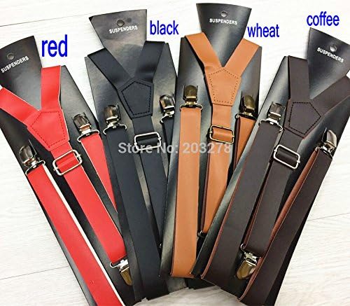 25mm Wide Pu Leather Women Mens Braces Heavy Duty Adult Suspenders Christmas Gift