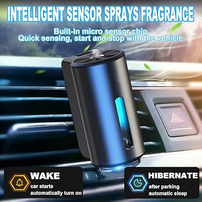 Smart Car Air Freshener, Car Air Freshener Diffuser, Rechargeable Cars Aroma Diffuser, 3 Levels of Adjustable Intelligent Cars Diffuser with 3 Bottles of Cologne