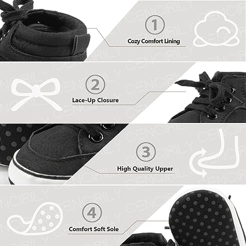 Image of CENCIRILY Baby Boys Girls High Top Sneakers Soft Soles Anti Skid Infant Ankle Shoes Toddler Prewalker First Walking Crib Shoes