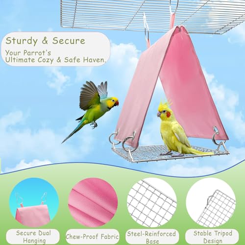 Image of Bird Nest with Removable Pad, Parrot Hammock for Cockatiels Conures - Hanging Cage Bed Tent Waterproof, Chew-Proof, Easy Clean & Anti-Sag Design for Parakeets Lovebirds, Pink