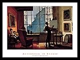 Enmarcado tarde en Studio por Juárez Machado Póster de 32 x 24 Art impresión abstracto figurativo pintura hombre pintura en Studio apartamento gran ventana de cristal
