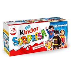 Idea Regalo - Kinder Sorpresa - Set di 3 Uova di Cioccolato al Latte con Sorpresa, Ogni Uovo Contiene un Gioco Unico, Senza Glutine, Snack Dolce Ottimo per Merenda, Confezione da 60 gr