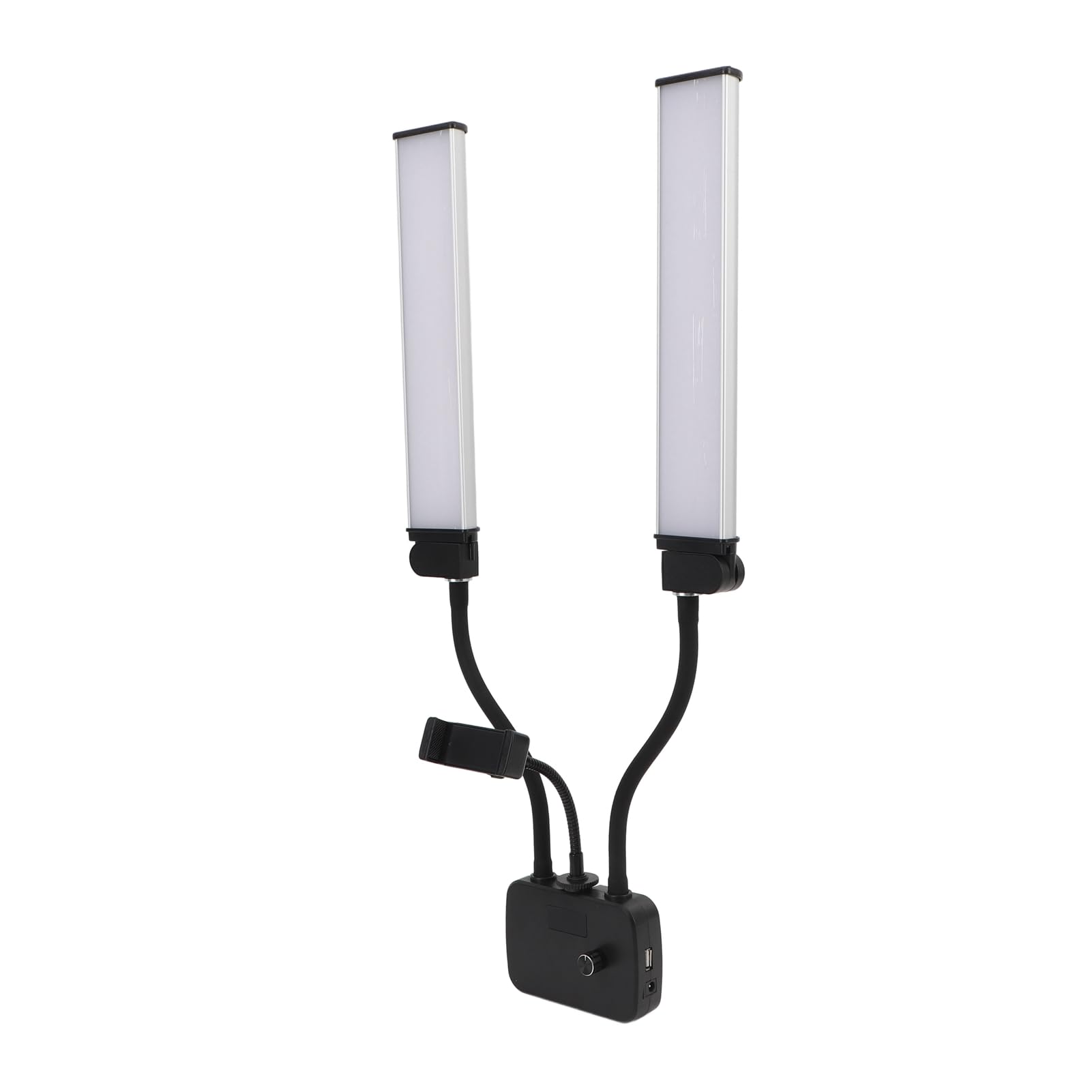 POENVFPO Luz de Vídeo LED de Brazos Dobles, Temperatura de Color Ajustable 45W 3000K a 6500K Luz de Relleno LED de Brazos Dobles Flexible USB con Soporte para Teléfono