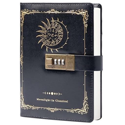 TIEFOSSI Constellation - Diario de piel con cerradura, diario Zodiac Moon Sun para escribir, cuaderno B6 con papel forrado para mujeres y hombres (negro) | Ya disponible en tu tienda friki favorita! En mundofriki.es!