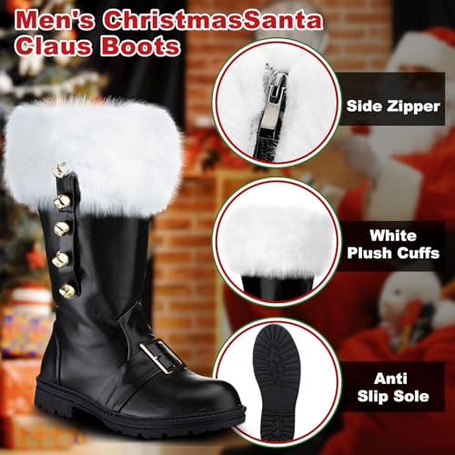 Bottes de combat du Père Noël à sangle Liitrsh et revers peluche blanche - 4