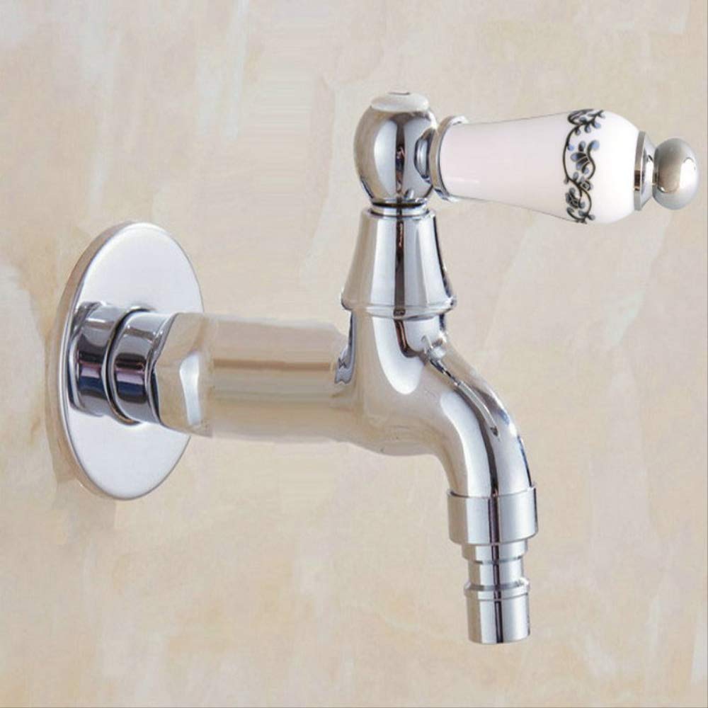 ZYCHSJXA Polished Chrome Wall Mounted Garden Washing Machine Water Tap Faucet Brass Mop Pool Sink A