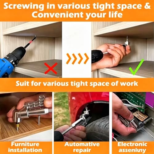 Image of Sunkizzrs Right Angle Screwdriver Corner Adapter -Magnetic 1 /4 Inch Hex Shank 105 Drill Bit Extension -Quick-Change Angled Drill Driver with 12Pcs Screwdriver Bits for Electric Drill (Short)