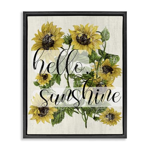 'Hello Sunshine Vintage Sunflowers'| Floating Frame Canvas Art