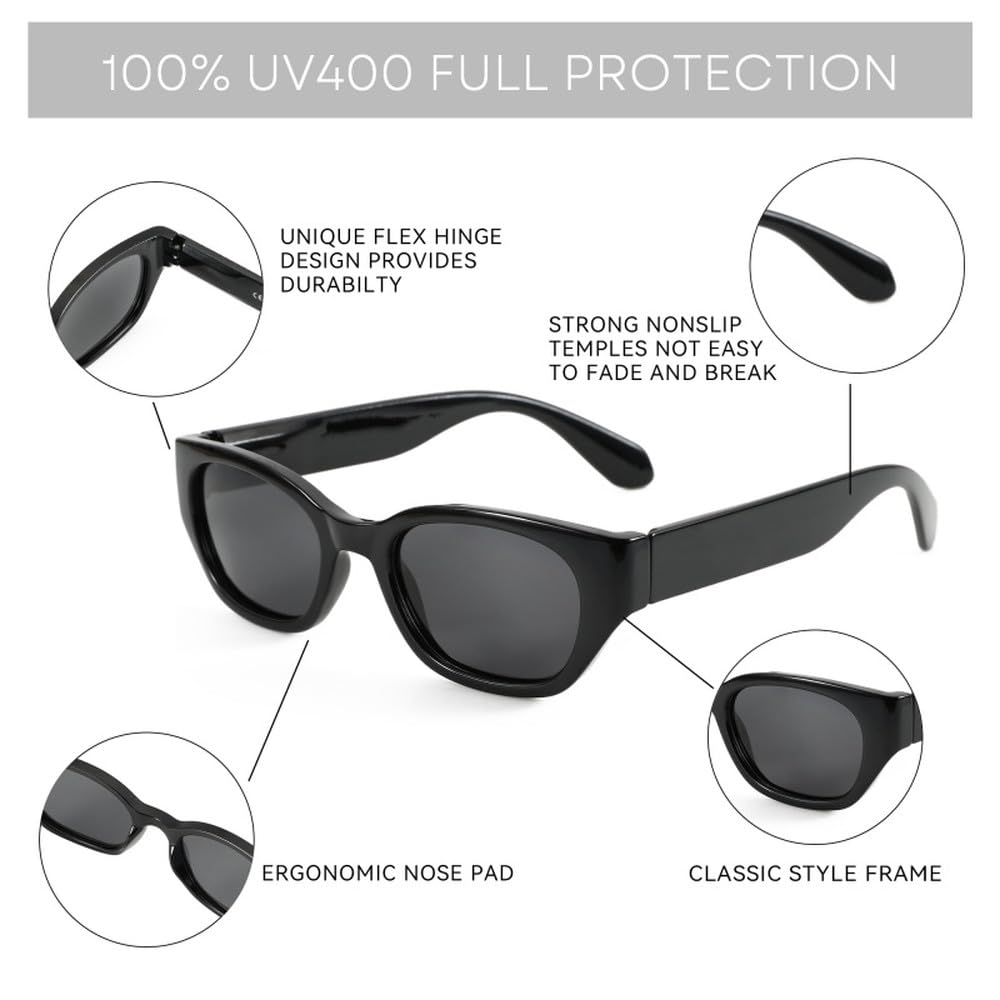 Gafas de sol polarizadas de moda para mujer con protección UV400, rectangulares.