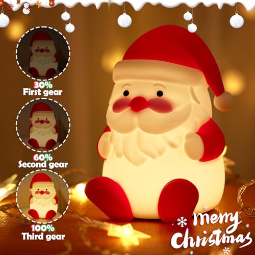 Image of Rechargeable LED Christmas Gift Night Light - 3 Level Dimmable Touch Lamp for Nursery and Kids Room Decor - Perfect Sleep Aid and Gift