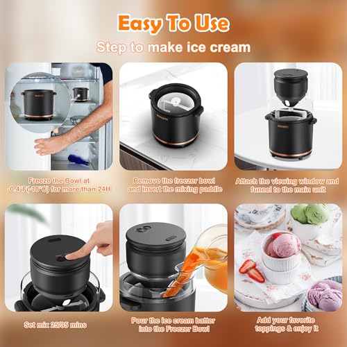 Image of BRIOBITE 1.1 Quart Ice Cream Maker - Electric Ice Cream Machine for Gelato, Milkshakes & Sorbet,Perfect for 2-3 Servings, Easy to Use & Clean,Black