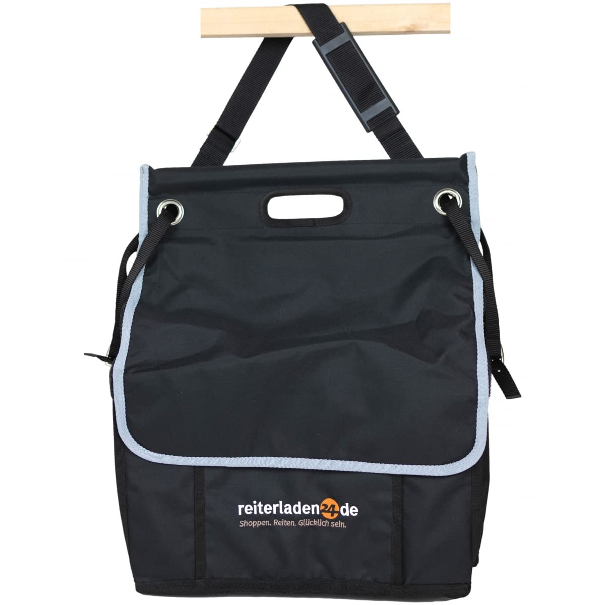 RL24 - Boxentasche für Pferde | Putztasche für die Box | Putzzeug-Aufbewahrung zum Aufhängen | in Schwarz & ohne Inhalt | Putzbeutel mit 2 Gurten | Pferdezubehör für die Pferdepflege