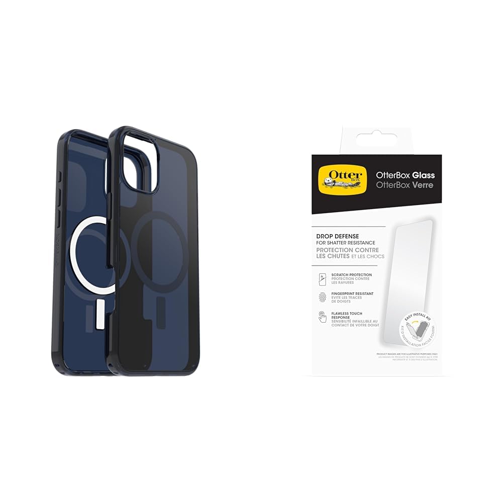 Coque protection iPhone 16 Plus antichoc MagSafe OtterBox transparente fine bleu