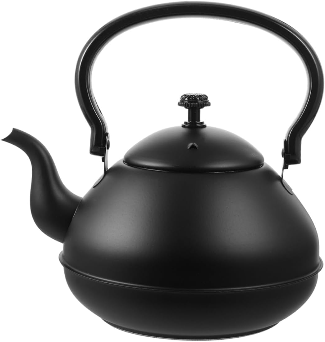Cabilock Stainless Steel Teapot with Handle Vintage Stove Top Kettle for Induction Gas Electric and Halogen Cooking No Whistle Design Easy to Clean