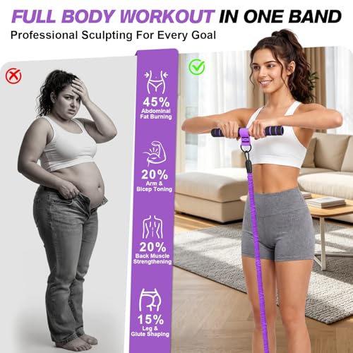 Image of WOQQW Multifunction Pedal Resistance Band with Handle, Upgraded 3 Tube Adjustable Foot Resistance Bands for Core, Arm, Legs, Body Puller Trainer - Sit Up Exercise Equipment for Women Men