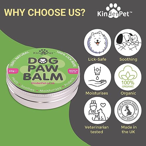 KinderPet® Dog Paw Balm Heal Soothe Moisturise Protect Cracked Dry Damaged Paws Lick-Safe 100% Organic All Natural Ingredients Made in the UK 60g - Image 4