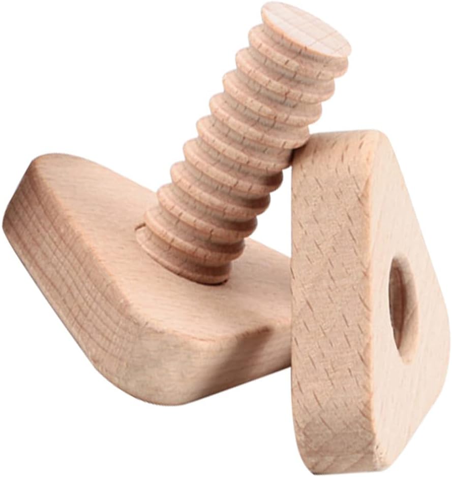 Balacoo 1 Conjunto Nueces de Madera Y Tornillos Juguete Juguete Hexagonal Conjunto de Construcción Tuerca de Tornillo Montessori Bloques de Clasificación Motor Toy Toy