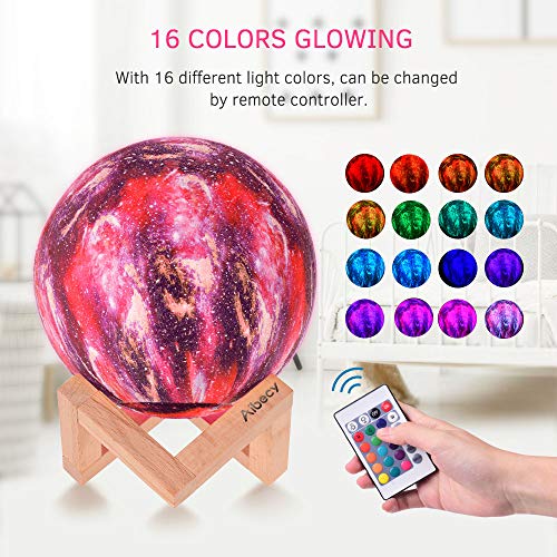 Aibecy LED Moon Lamp Moon Night Light Stampa 3D Lampada lunare grande con supporto Cavo USB 16 Colori luminosi Telecomando e TouchControl Luminosità ricaricabile Regolabile Luce domestica