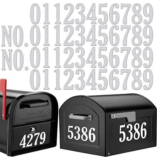 Reflective White 4 Sets Mailbox Numbers Sticker Decal Die Cut Rustic Style 3" Self Adhesive Premium Vinyl Numbers For Mailbox, Signs, Window, Door, Cars, Trucks, Home, Business, Address Number #TOP12
