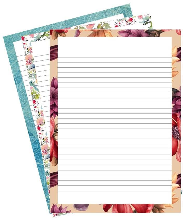 ダルページ A4 One Side ruled sheets; 3 Designer border with 20 sheets each